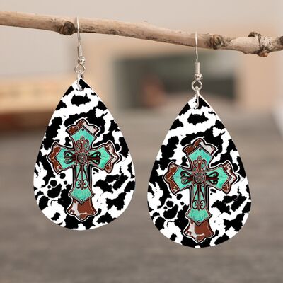 PU Leather Iron Hook Teardrop Earrings - Flyclothing LLC