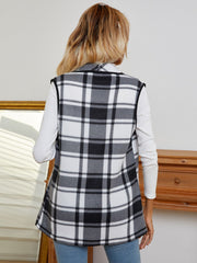 Plaid Open Front Vest - Flyclothing LLC