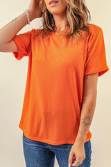 Round Neck Cuffed Short Sleeve Tee - Flyclothing LLC