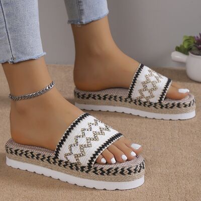 Geometric Weave Platform Sandals - Flyclothing LLC