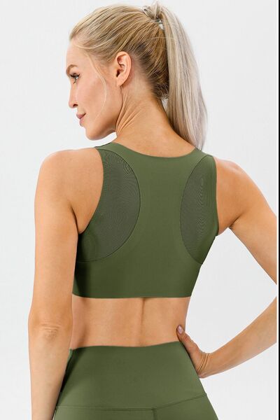 Round Neck Wide Strap Active Bra - Flyclothing LLC