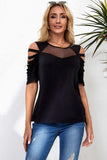 Round Neck Cutout Raglan Sleeve Tee - Trendsi