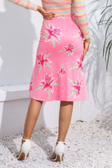 Floral Print Knee Length Skirt - Flyclothing LLC