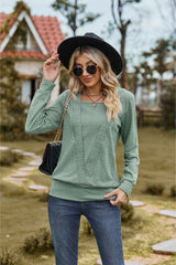 Square Neck Long Sleeve Blouse - Flyclothing LLC