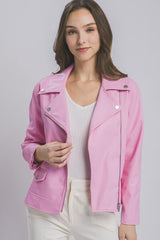 LOVE TREE Collared Neck Zip Up Jacket - Flyclothing LLC