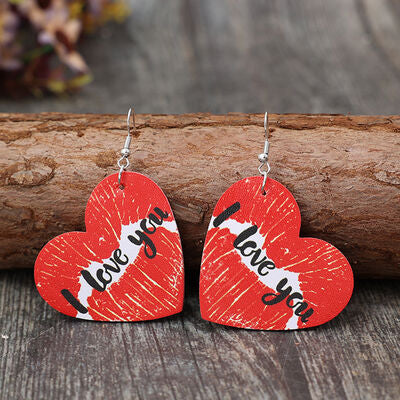 I LOVE YOU Heart Leather Earrings - Flyclothing LLC