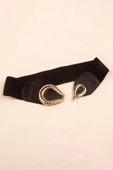 Ribbed Alloy Buckle Elastic Belt - Flyclothing LLC