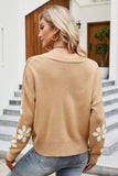 Floral Ribbed Trim Drop Shoulder Cardigan - Flyclothing LLC