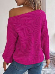 Openwork Long Sleeve Sweater - Flyclothing LLC