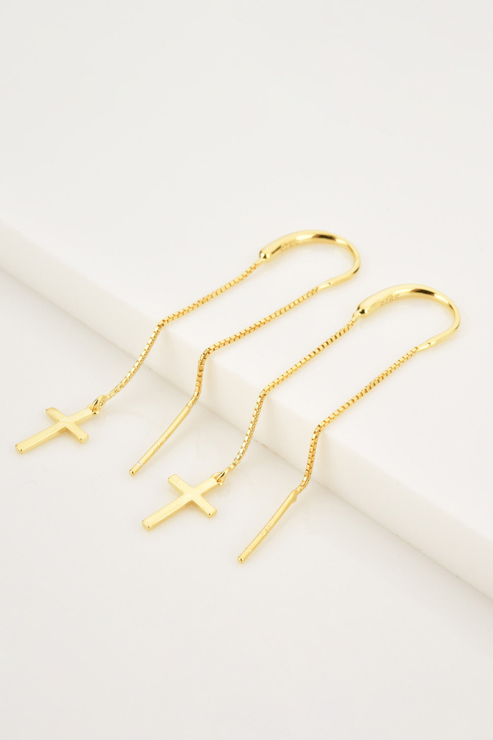 925 Sterling Silver Cross Threader Earrings - Flyclothing LLC