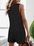 Waffle-Knit Scoop Neck Wide Strap Romper - Flyclothing LLC