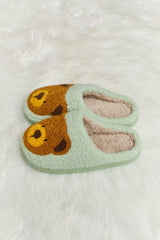 Melody Teddy Bear Print Plush Slide Slippers - Flyclothing LLC