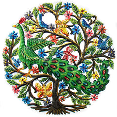 Peacock in Tree Haitian Metal Drum Wall Art - Flyclothing LLC