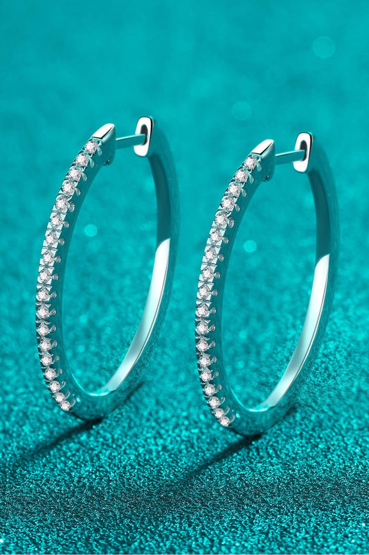 Rhodium-Plated Moissanite Hoop Earrings - Flyclothing LLC