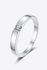 Inlaid Moissanite Rhodium-Plated Ring - Flyclothing LLC