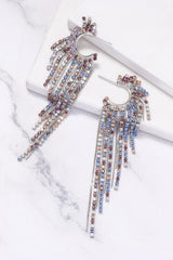 Fringed Rhinestone Zinc Alloy Dangle Earrings - Flyclothing LLC