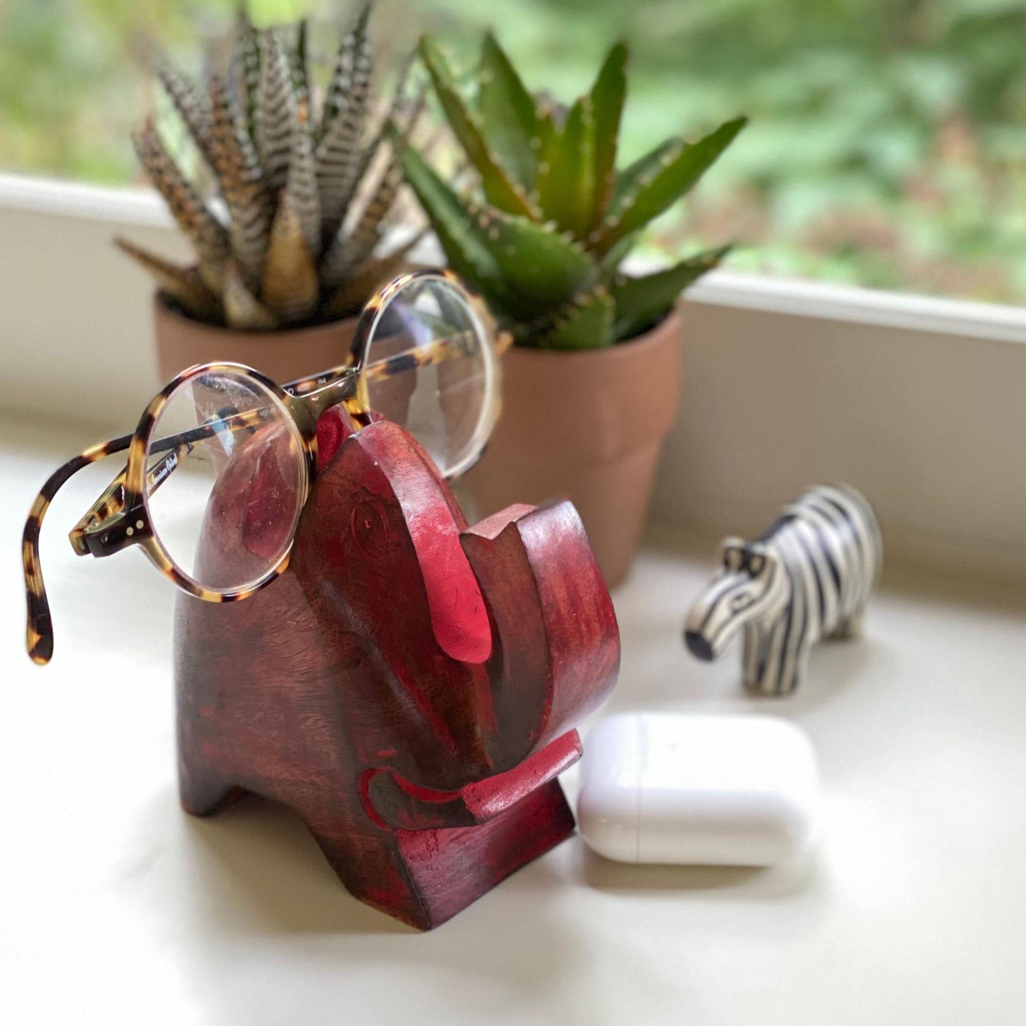 Elephant Eyeglass Stand in Red Wash - Flyclothing LLC