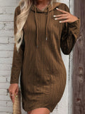 Drawstring Hooded Sweater Dress - Trendsi