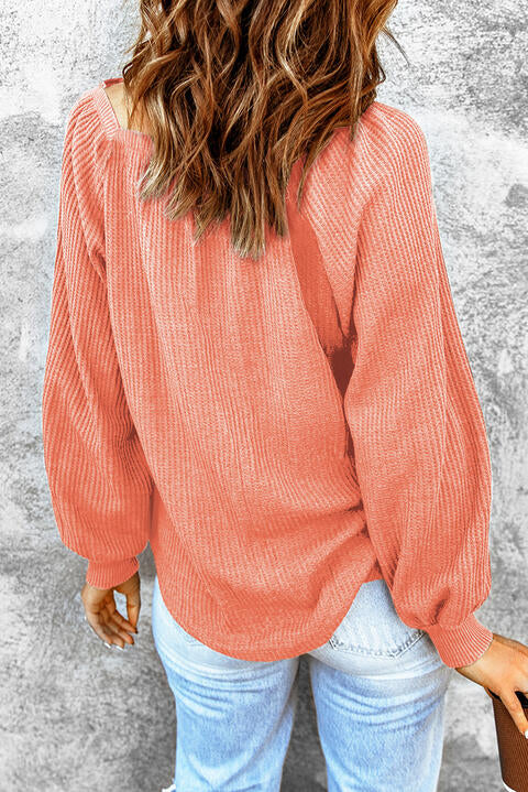 Square Neck Waffle-Knit Top - Flyclothing LLC