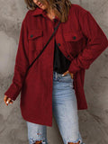 Drop Shoulder Button Down Collared Coat - Flyclothing LLC