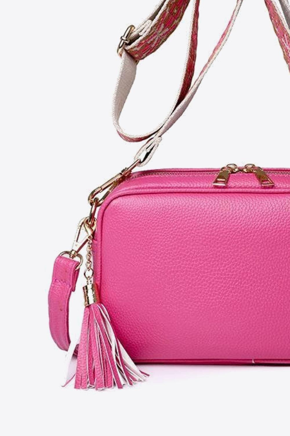 PU Leather Tassel Crossbody Bag - Trendsi