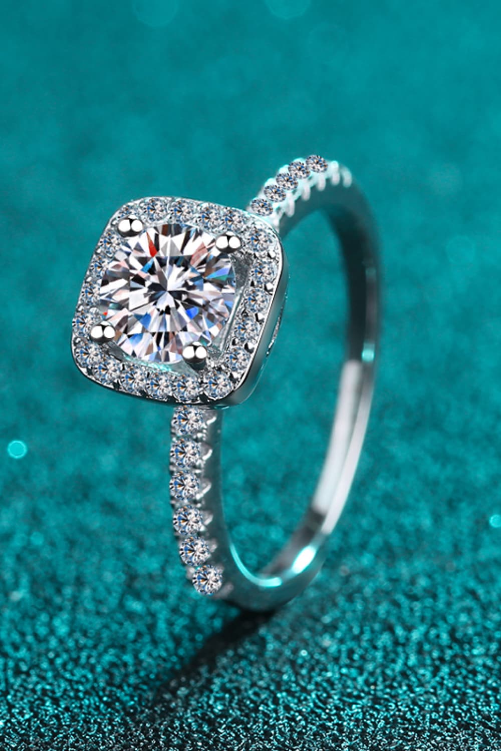 2 Carat Moissanite Square Halo Ring - Flyclothing LLC