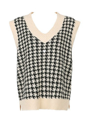 Houndstooth V-Neck Sweater Vet - Trendsi