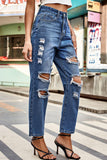 Distressed Buttoned Jeans with Pockets - Flyclothing LLC