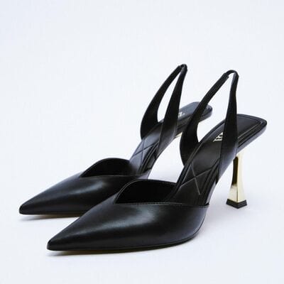 PU Leather Point Toe Stiletto Heel Pumps - Trendsi