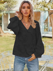 V-Neck Long Sleeve Blouse