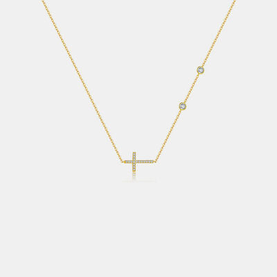 Zircon 925 Sterling Silver Cross Necklace - Flyclothing LLC