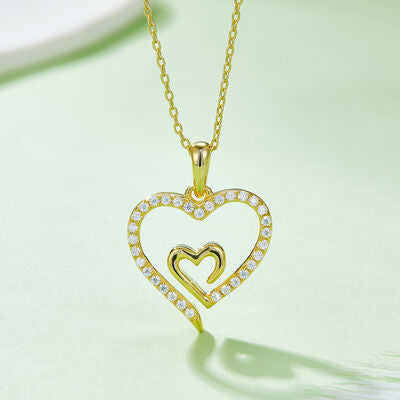 Moissanite 925 Sterling Silver Heart Pendant Necklace - Flyclothing LLC