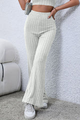 Basic Bae Full Size Ribbed High Waist Flare Pants - Flyclothing LLC