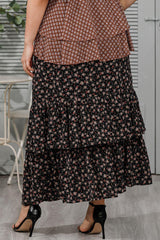 Plus Size Ditsy Floral Layered Maxi Skirt - Flyclothing LLC