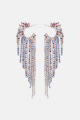 Fringed Rhinestone Zinc Alloy Dangle Earrings - Flyclothing LLC