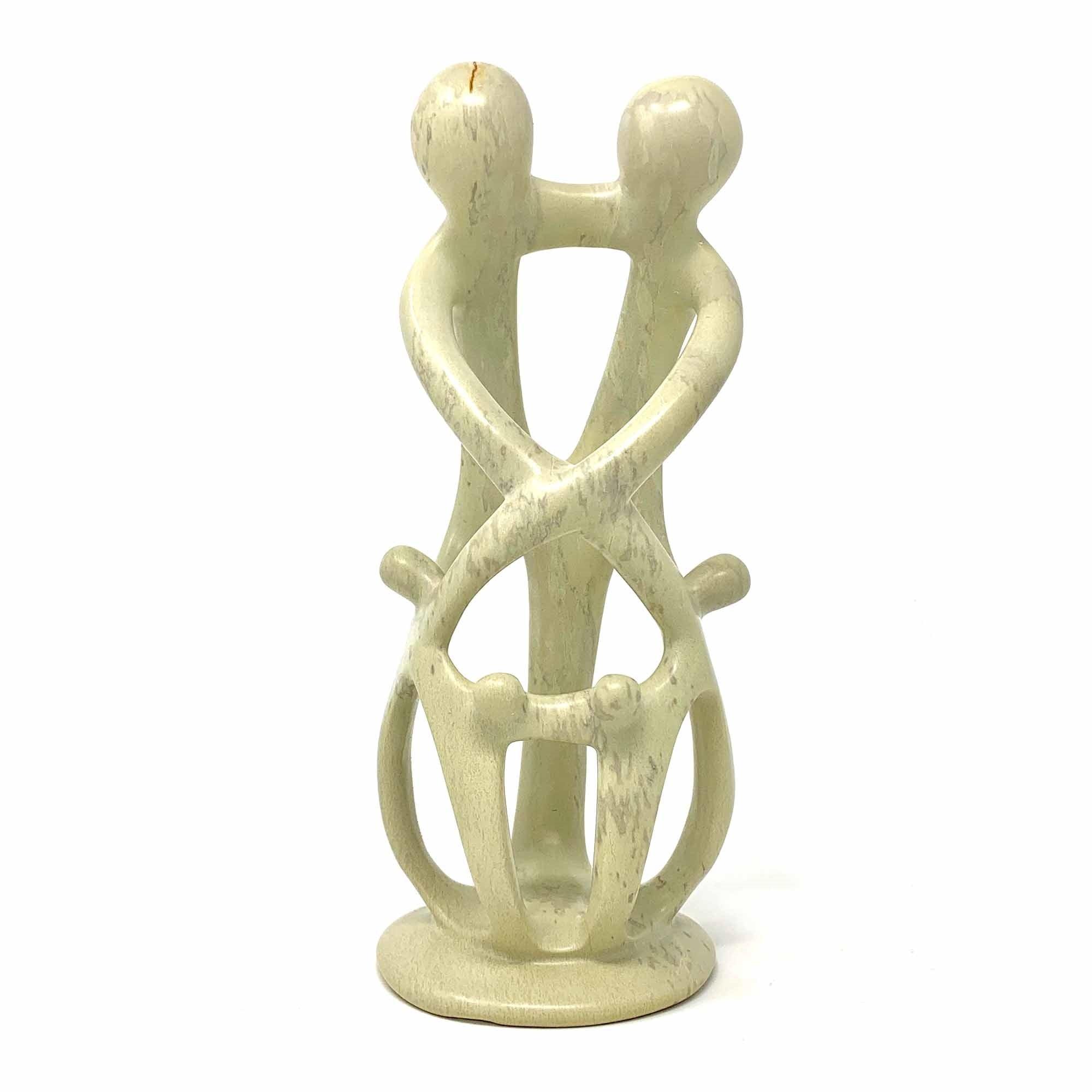 Natural 8-inch Tall Soapstone Family Sculpture - 2 Parents 4 Children - Smolart - Flyclothing LLC