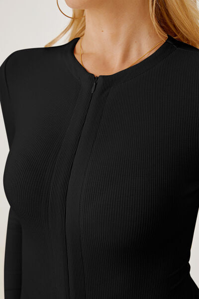 Zip Up Long Sleeve Bodysuit - Flyclothing LLC