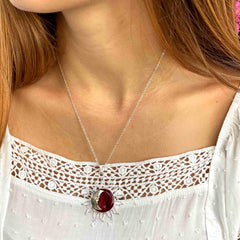 Sun and Moon Red Jasper Pendant with Chain - Flyclothing LLC