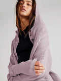 Waffle-Knit Dropped Shoulder Hooded Jacket - Flyclothing LLC