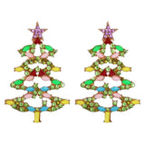 Christmas Tree Rhinestone Alloy Earrings - Flyclothing LLC