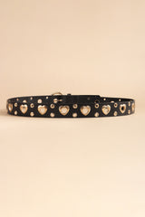 Heart Shape Alloy Detail PU Leather Belt - Flyclothing LLC