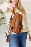 SHOMICO PU Leather Woven Backpack - Flyclothing LLC