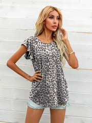 Round Neck Butterfly Sleeve Top - Trendsi