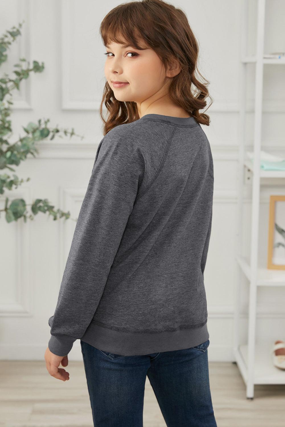 Girls Raglan Sleeve Ribbed Trim Sweatshirt – Flyclothing LLC