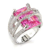 Alamode Rhodium 925 Sterling Silver Ring with AAA Grade CZ in Rose - Alamode