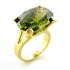 Alamode Gold Brass Ring with AAA Grade CZ in Olivine color