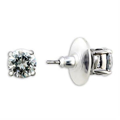 Alamode Rhodium Brass Earrings with AAA Grade CZ in Clear