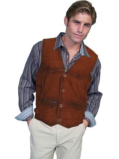 Scully Leather Brown Men's Mens Vest - Flyclothing LLC