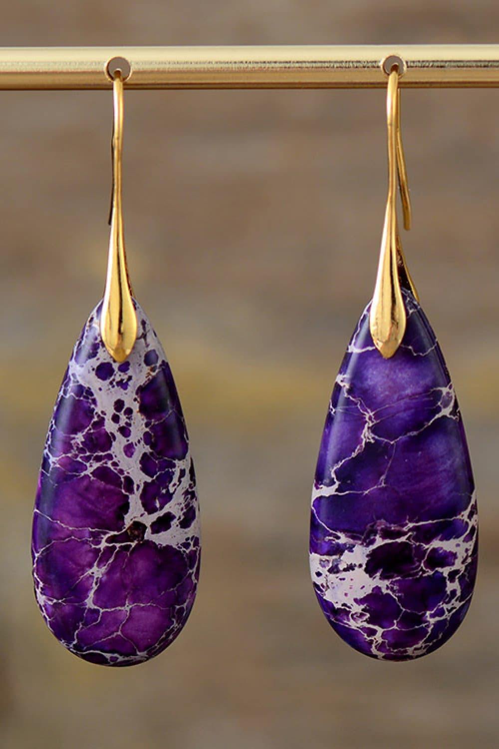 Handmade Teardrop Shape Natural Stone Dangle Earrings - Flyclothing LLC