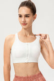 Zip-Up Round Neck Sports Bra - Flyclothing LLC